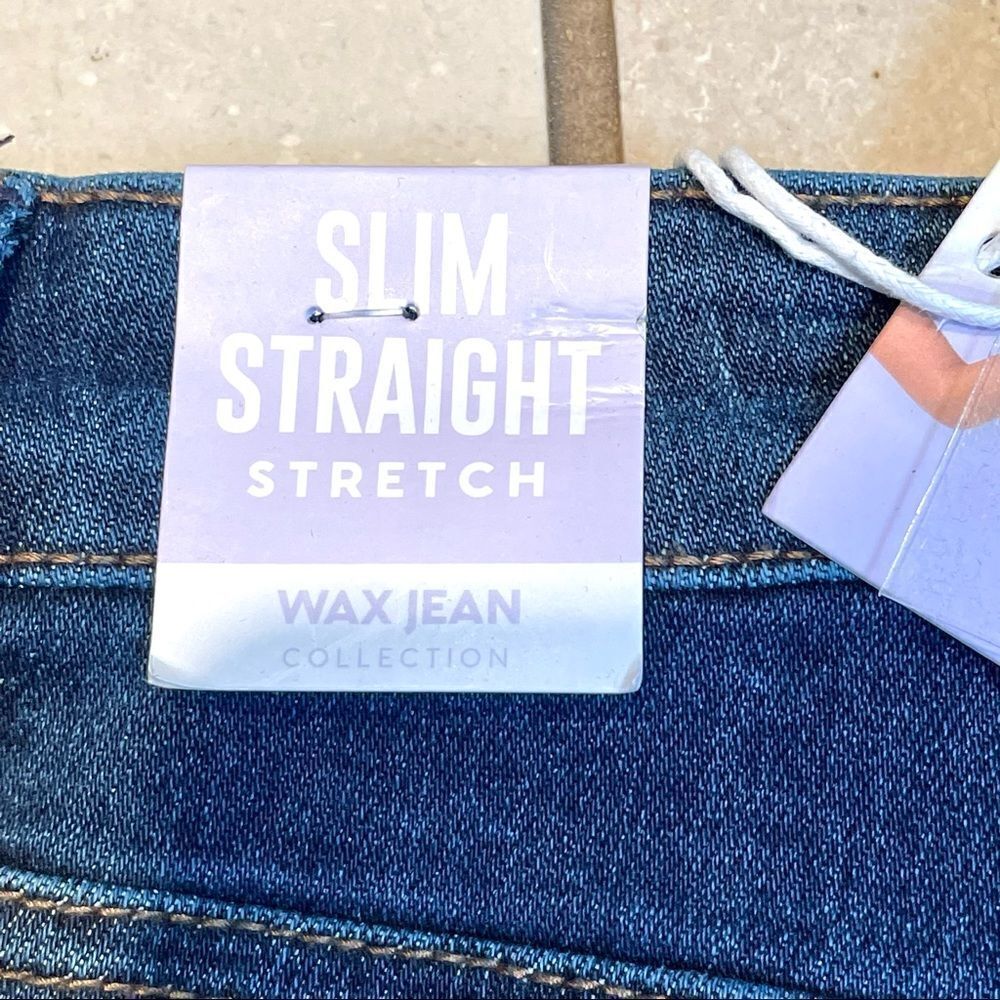 NWT WAX Jean Collection Distressed Slim, Stretch Straight Leg Blue Jeans - Picture 15 of 16